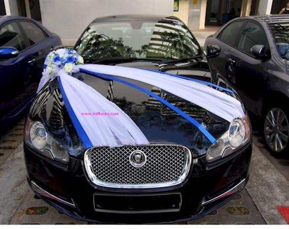 Blue White Theme Car Decoration WED0638