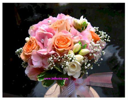 Orange n Pink Bridal Bouquet- WED0172