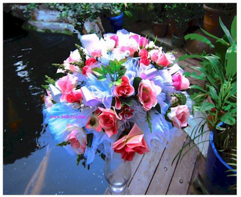 Artificial Pink Flower Arrangement with Stand - ST8835