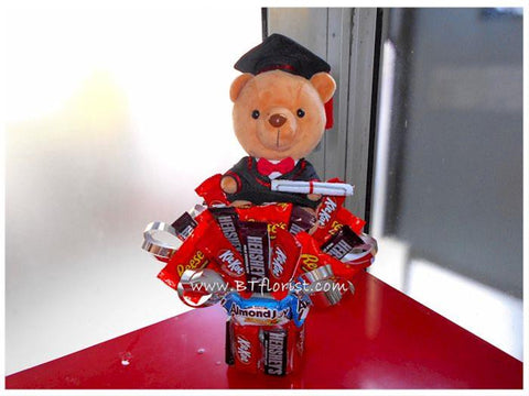 Graduation Bear n Chocolate Arrangement    - BWF3580