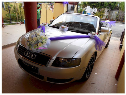 White n Purple Theme Car Decoration - WED0689