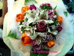 Orange & Purple tulip Bouquet      - FBQ1022