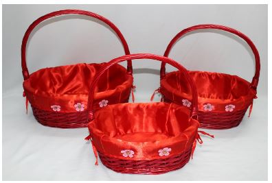 Red Flower Print Basket    - BAS2612