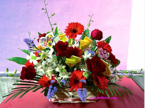 Gerbera & Orchid Basket  - FLB5010