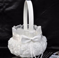 Flower Girl White Basket  - FGB3808