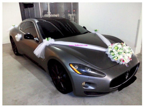 White/Silver Theme Car Decoration - WED0620