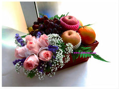 Fresh Rose & Fruit Basket   - FRB5526