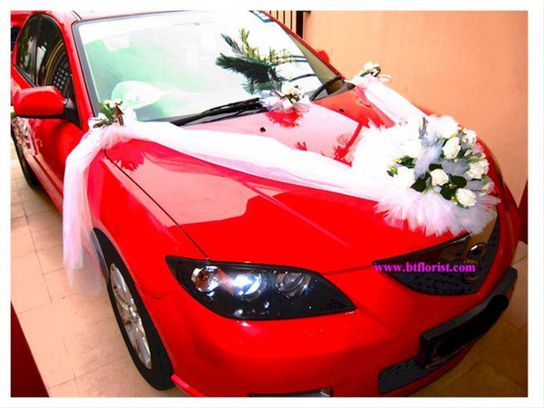 White Roses Car Decor - WED0619 – BTflorist