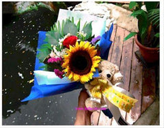Sunflower n Bear Bouquet   - BWF3520