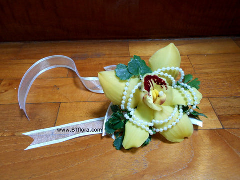 Fresh Cymbidium Wrist Corsage - WED0393
