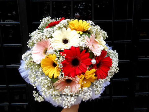 Colourful Gerbera Bridal Bouquet  - WED0236