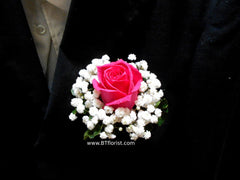 Rose w Baby Breath Corsage - WED0224