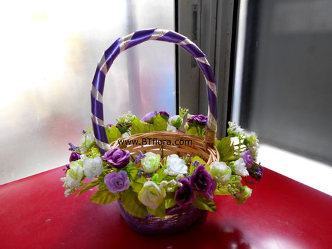 Flower Girl Basket White/Purple Theme   - FGB3802