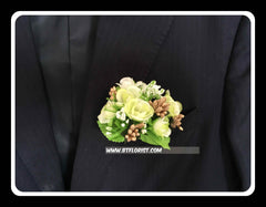 Artificial Green/white rose Corsage  - ART0467