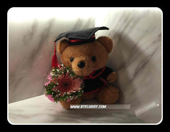 Graduation Brown Bear w Fresh Flower - BWF3592