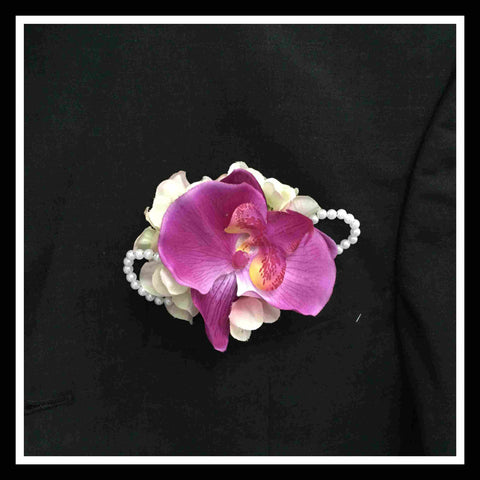 Artificial Orchid Corsage with Pearls - ART0420