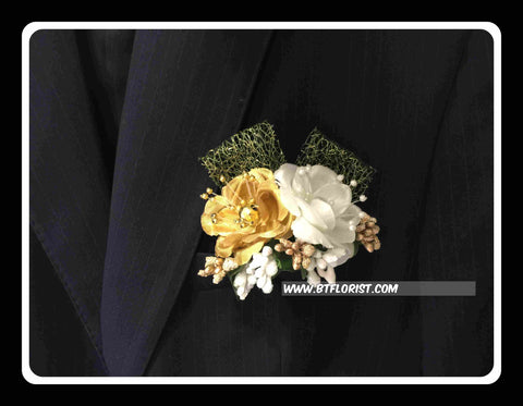 Artificial Gold/white rose Corsage  - ART0421