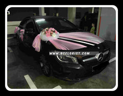 White/Pink Theme Car Decoration  - WED0777