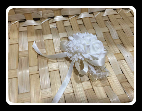 Artificial White Rose Wristlet- WED0387