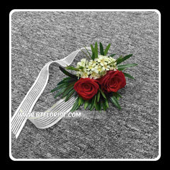 Fresh Double Rose Wrist Corsage - WED0384
