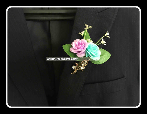 Artificial Twin Rose Corsage  - ART0439