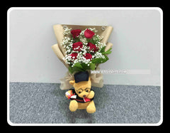 Graduation Bear Bouquet (Fresh Flower)  - BBQ1367
