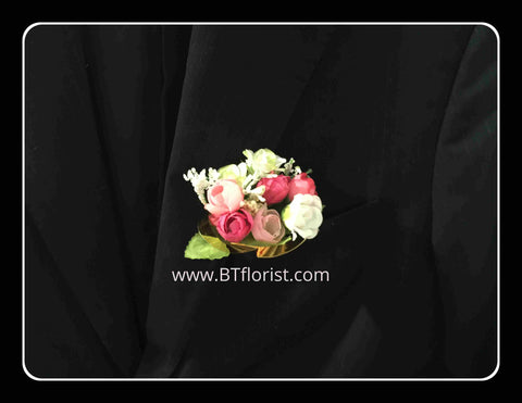 Artificial Pink/white rose Corsage  - ART0438