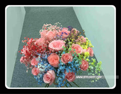 Colourful Baby Breath n Rose Bridal Bouquet - WED0437