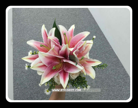 Simple Lily & Rose Bridal Bouquet  - WED0164