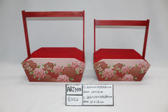 Red Wooden Box with Handle- BAS8332